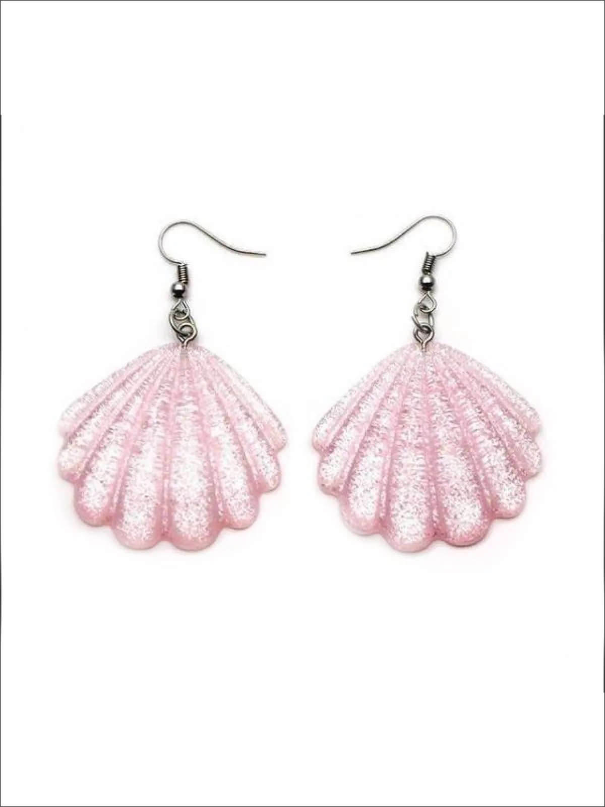 Girls Glittery Mermaid Seashell Earrings