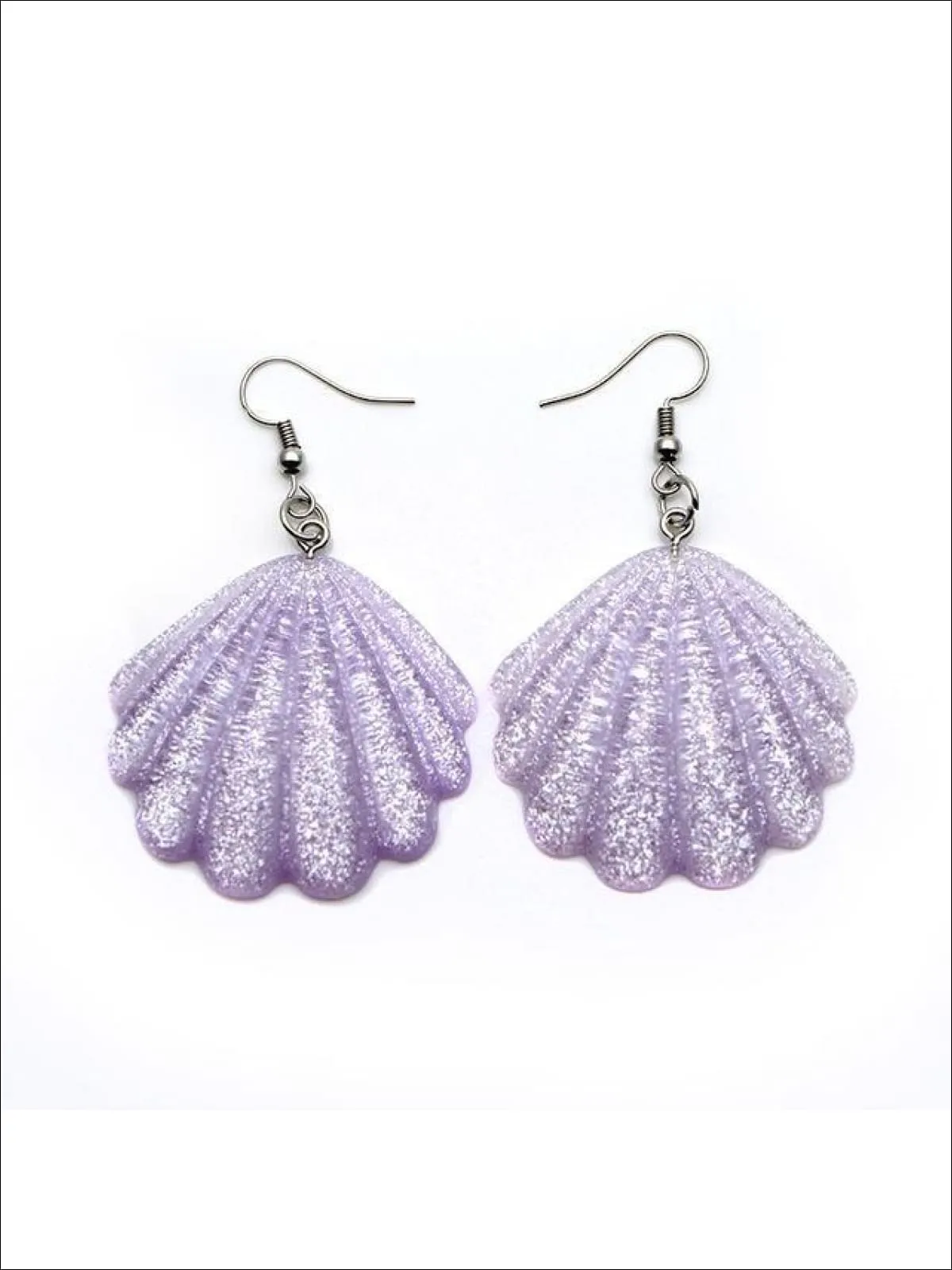 Girls Glittery Mermaid Seashell Earrings