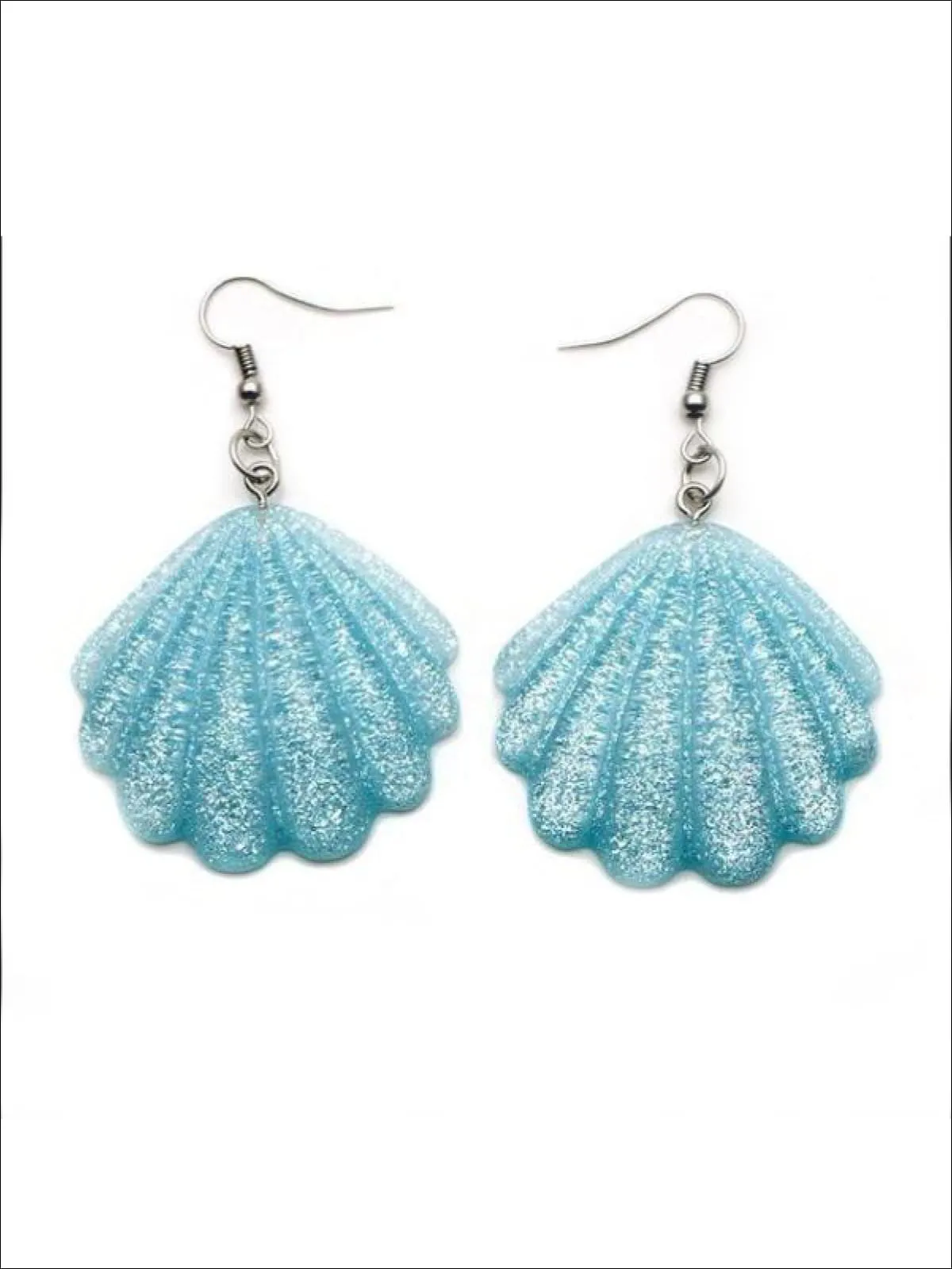 Girls Glittery Mermaid Seashell Earrings