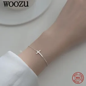 Glossy Cross Charm Bracelet - Sterling Silver