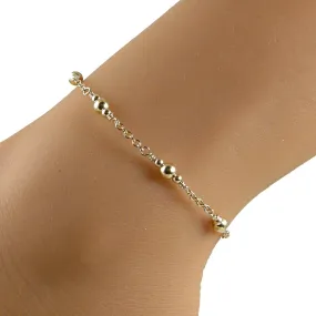 Gold Chain Gold Bead Ankle Bracelet, Gold Anklet