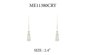 Gold Fishhook Teardrop with Crystal Teardrop 2.5" Earring