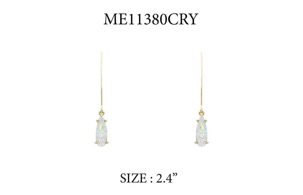 Gold Fishhook Teardrop with Crystal Teardrop 2.5" Earring