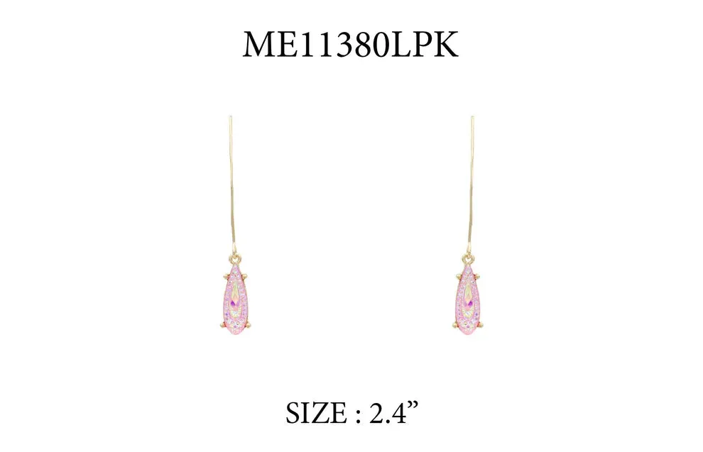 Gold Fishhook Teardrop with Crystal Teardrop 2.5" Earring