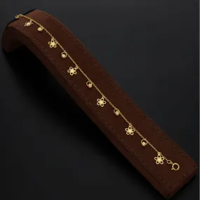 Gold Flower Shaped Charm Anklets 21KT - FKJANKL21KM9661