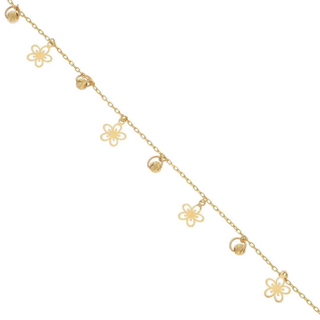 Gold Flower Shaped Charm Anklets 21KT - FKJANKL21KM9661