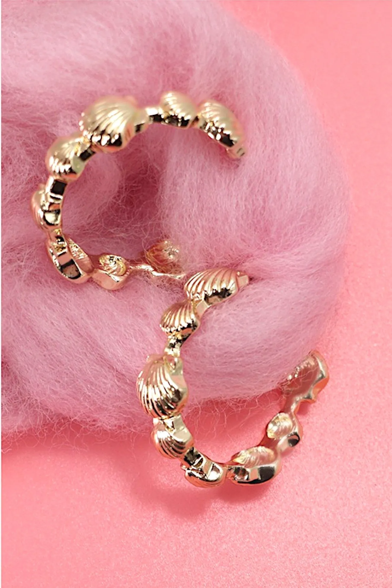 Gold Seashell Hoop Earrings