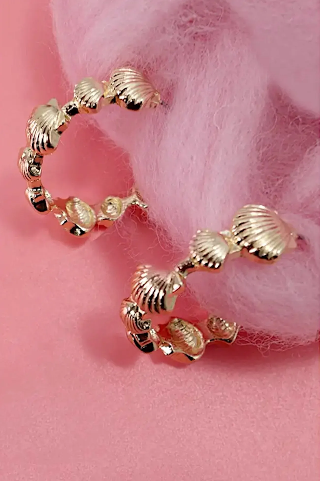 Gold Seashell Hoop Earrings