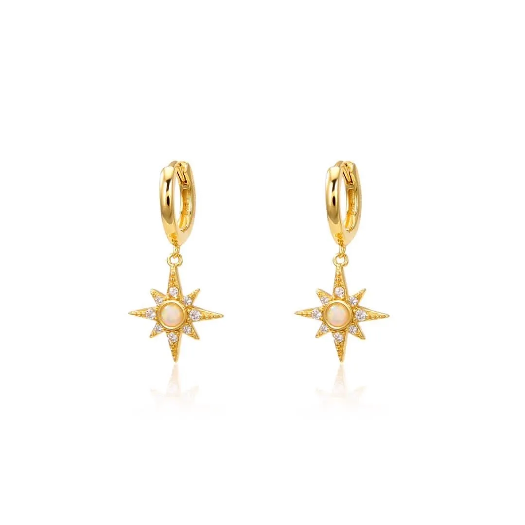 Gold Valhalla Opal Huggies Earrings