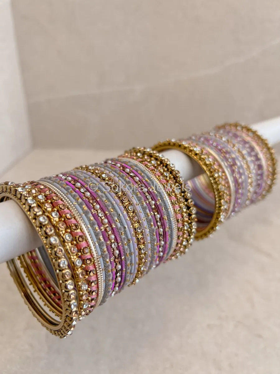 Grey & Purple Bangle Stack