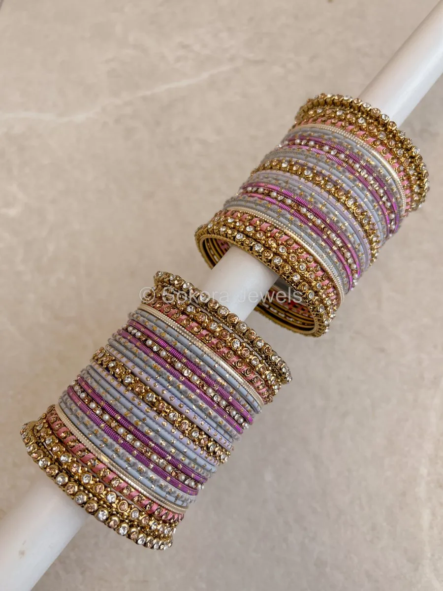 Grey & Purple Bangle Stack