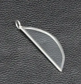 Half Moon Glass Frame Pendants, Silver, 6 ea