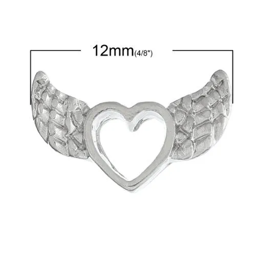 Hallow Heart Wings Floating Charm For Glass Living Memory Lockets