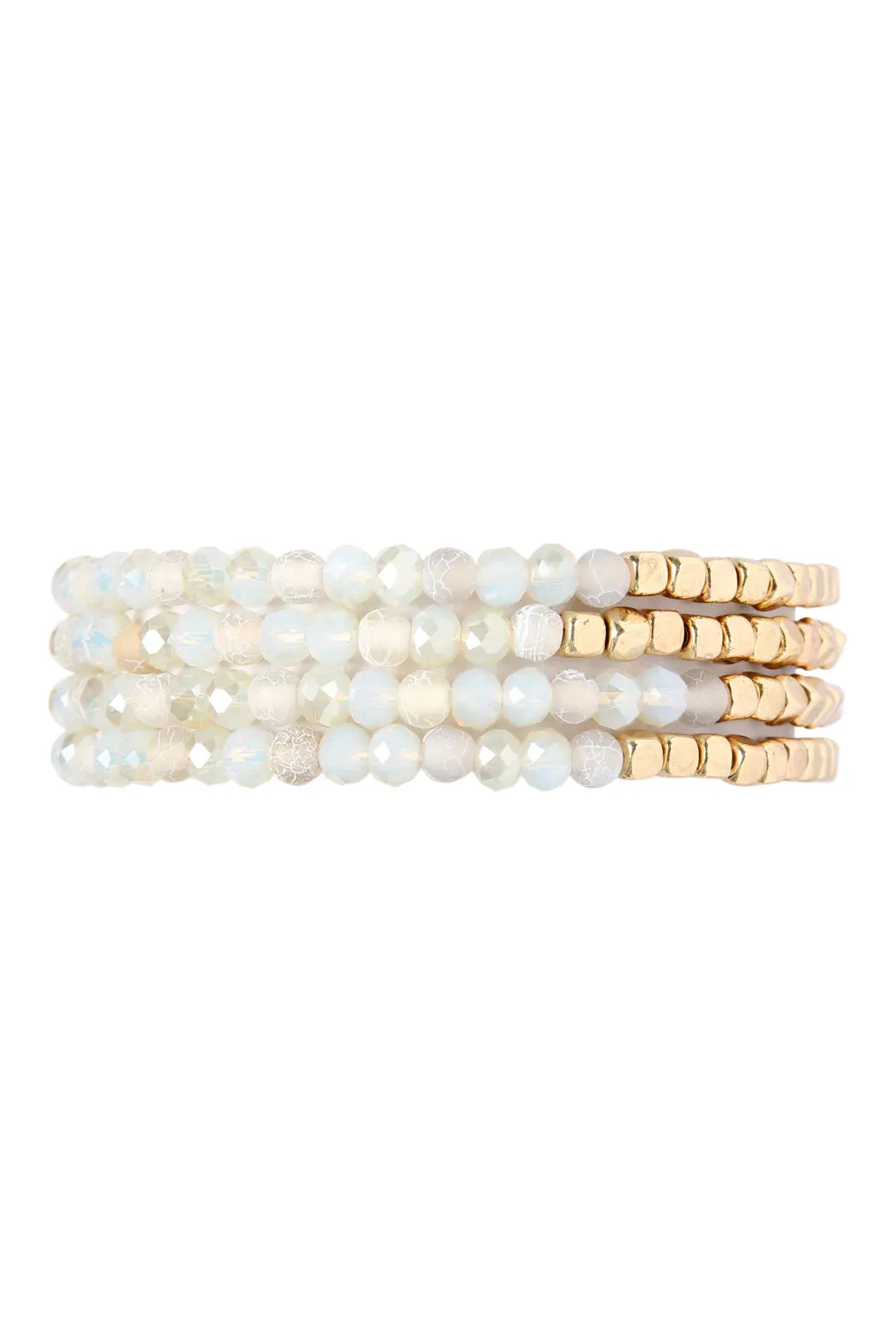 Hdb2274 - Brass, Stone, Glass Four Set Beads Bracelet
