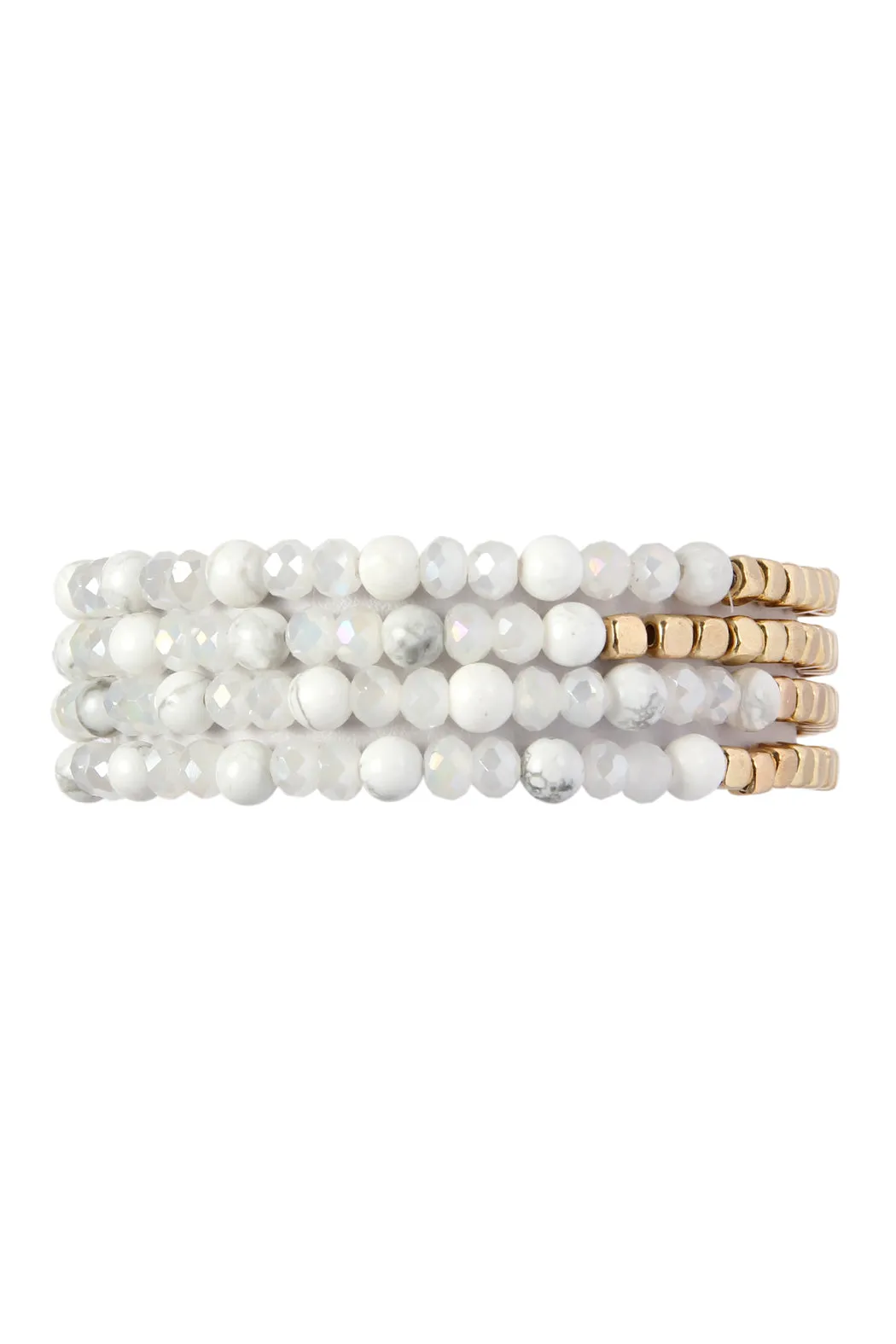 Hdb2274 - Brass, Stone, Glass Four Set Beads Bracelet