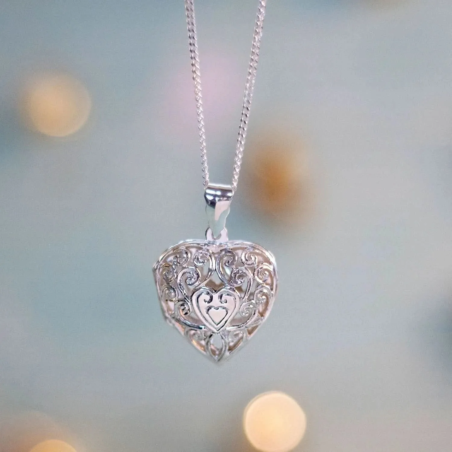 Heart Locket Necklace in Silver