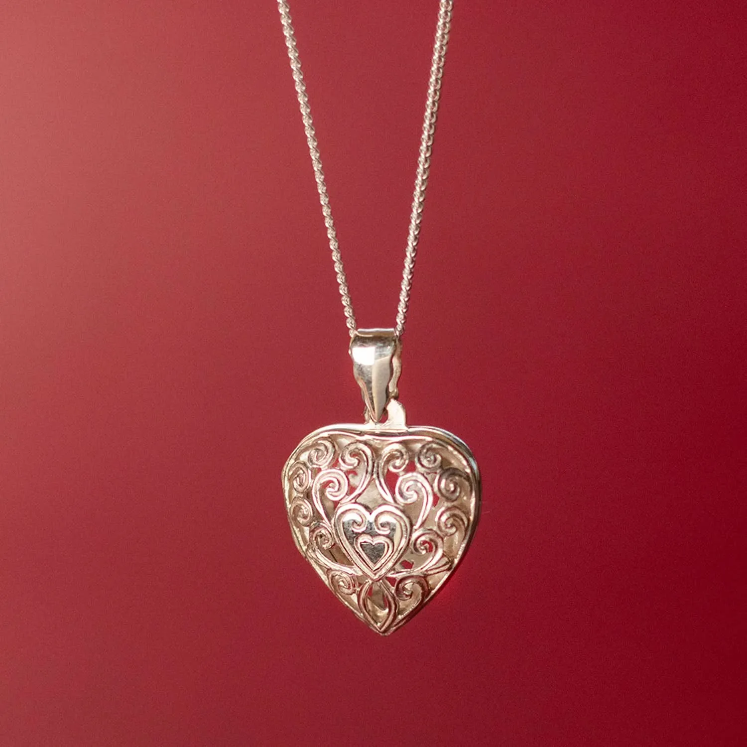 Heart Locket Necklace in Silver