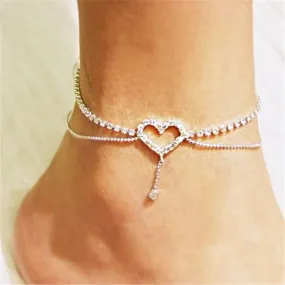 Heart Shaped Charm Rope String Anklets for Woman