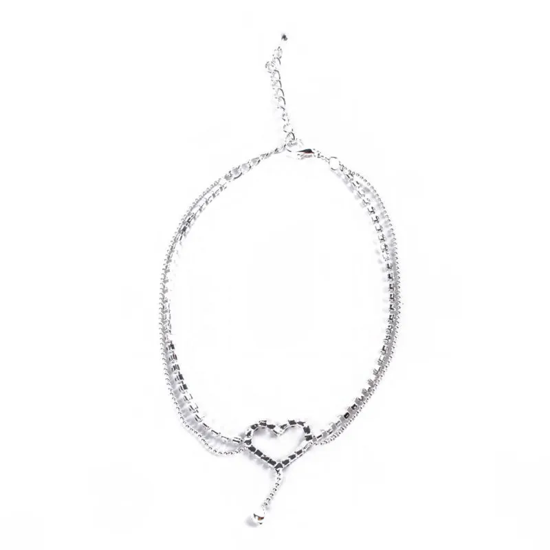 Heart Shaped Charm Rope String Anklets for Woman