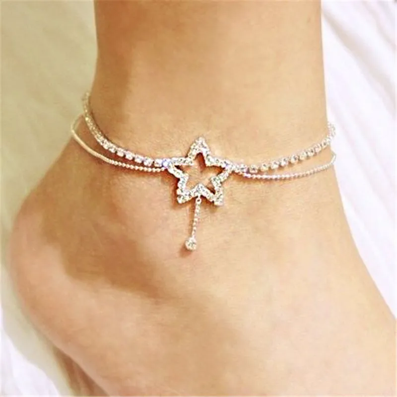 Heart Shaped Charm Rope String Anklets for Woman