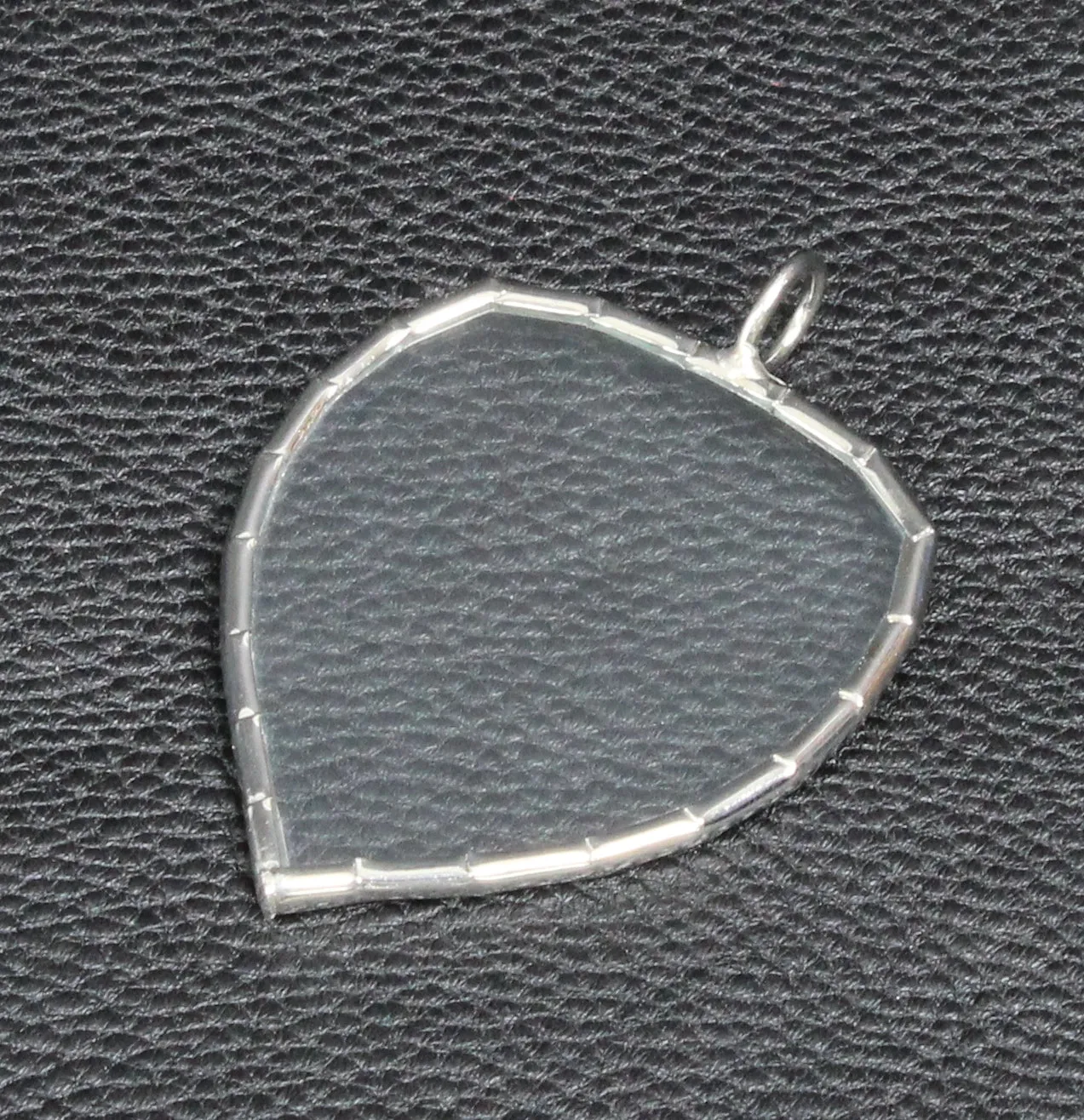 Heart Shaped Glass Frame Pendants, Silver, 6 ea