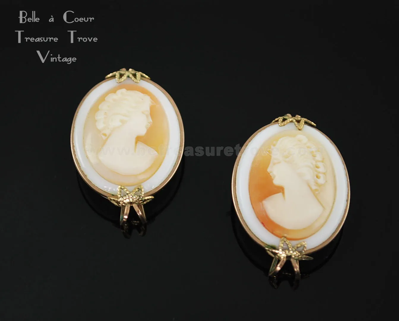 Hillcraft Cameo Necklace and Earrings Set Vintage 1960s