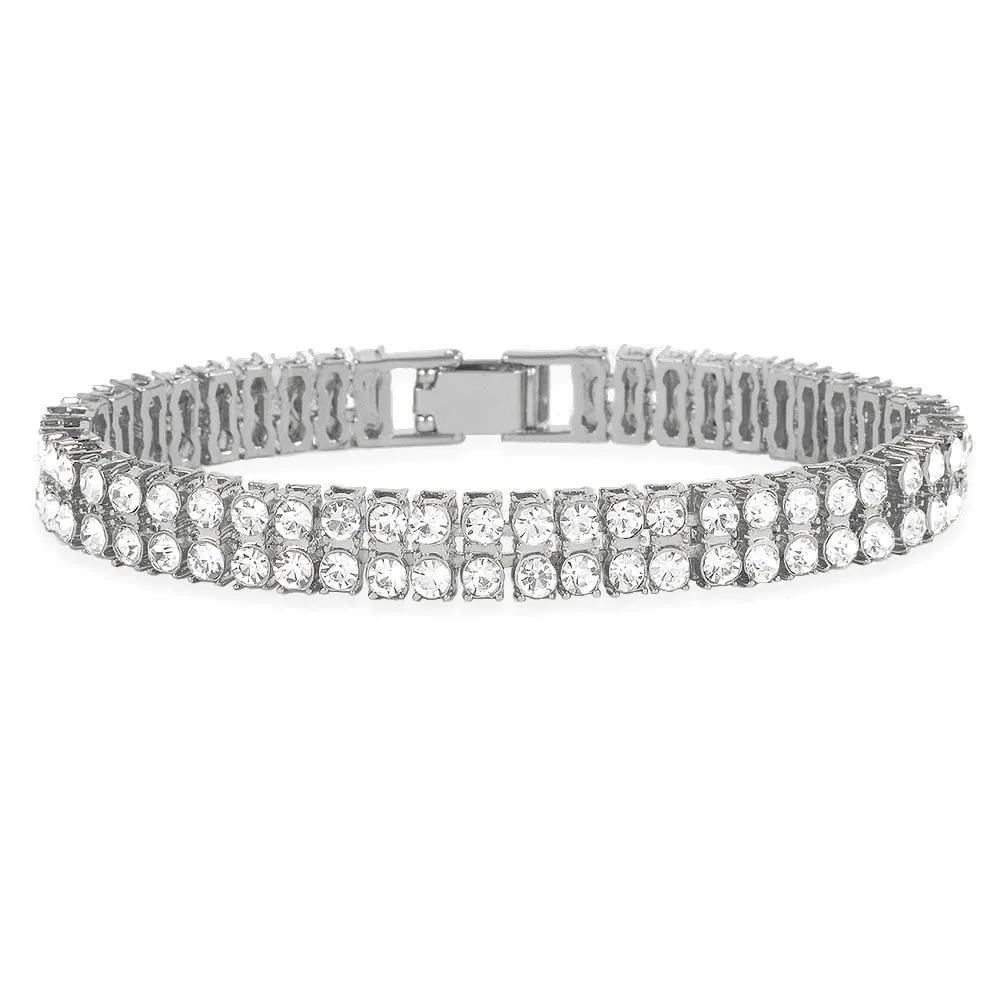 Hip Hop 4MM 1Row Bling CZ Iced Out Rhinestone Tennis Bracelet