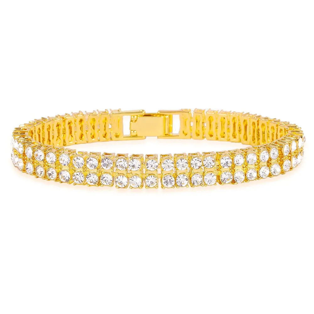 Hip Hop 4MM 1Row Bling CZ Iced Out Rhinestone Tennis Bracelet
