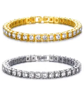 Hip Hop 4MM 1Row Bling CZ Iced Out Rhinestone Tennis Bracelet