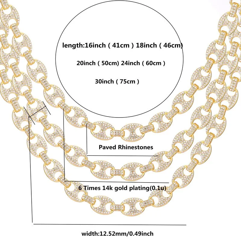 Hip Hop Necklaces Miami Iced Out Cuban Chain
