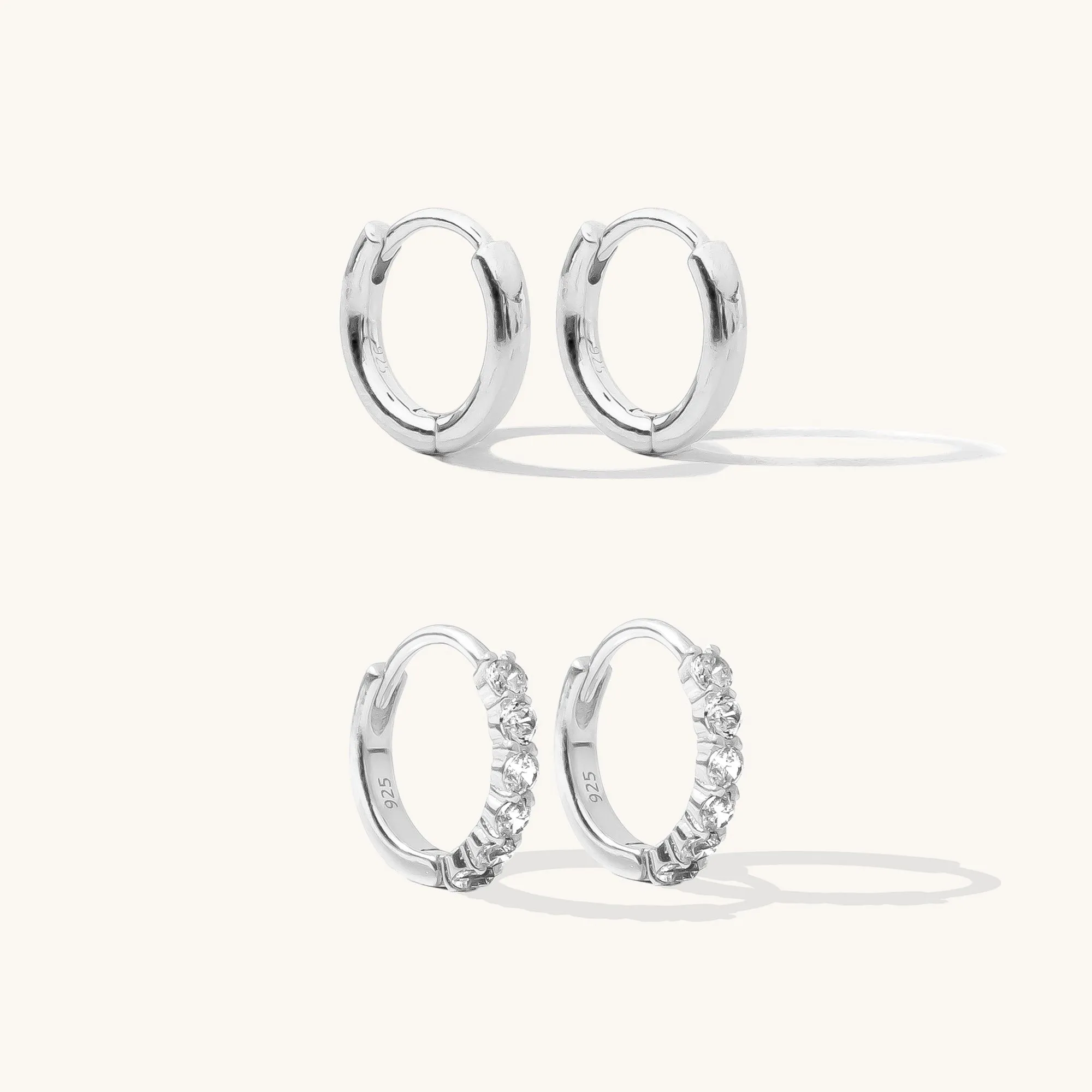 Huggie Hoop Earrings Set