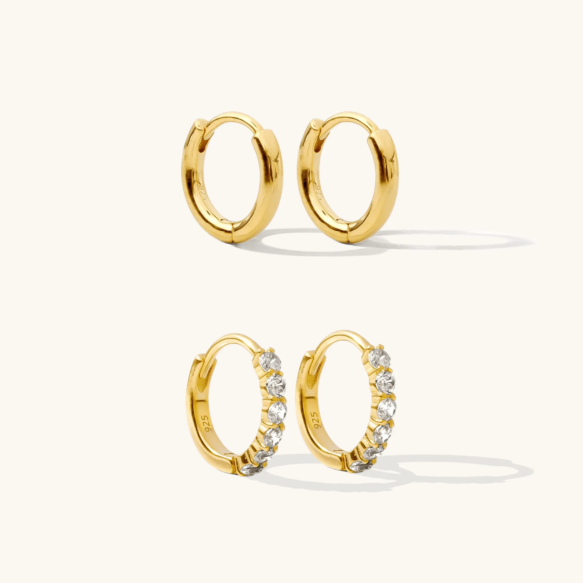 Huggie Hoop Earrings Set