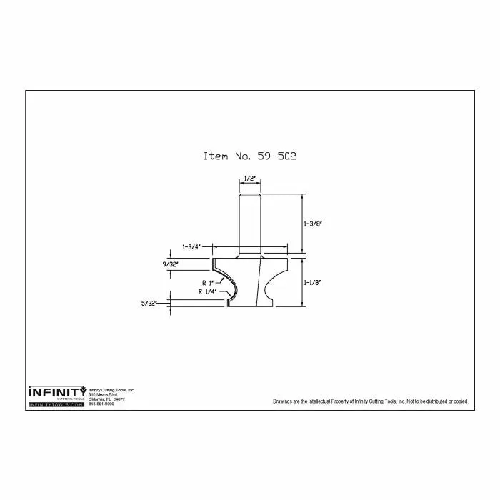 Infinity Tools 1/2" Shank Classical Bead Router Bit
