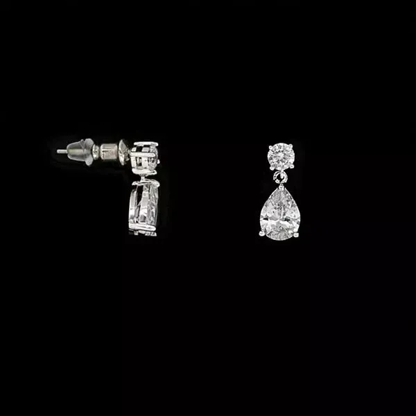 Ladies Silver Teardrop Stud Earrings