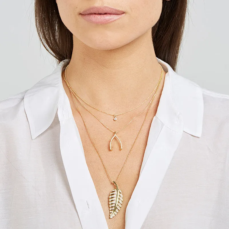 Large Diamond Leaf Necklace