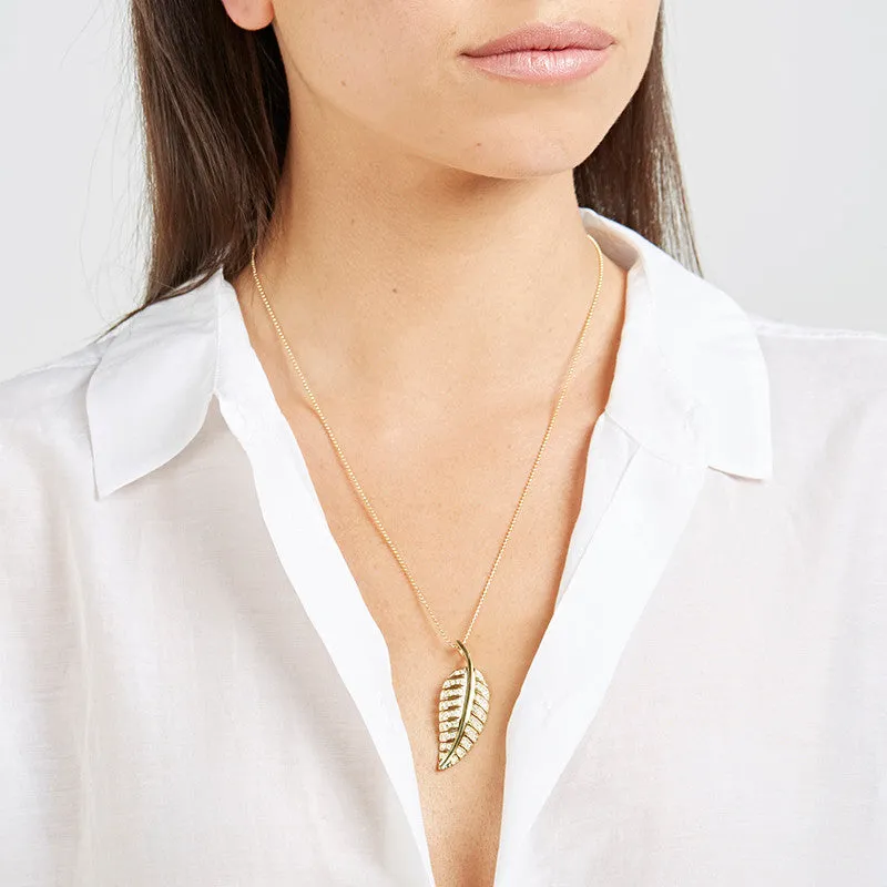 Large Diamond Leaf Necklace