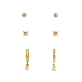 *LAST ONE!* Orelia Pearl Drop Hoop & Starburst Stud Earring Set ORE28501