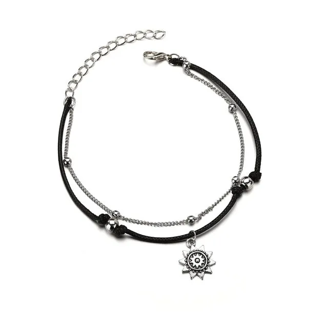 Layered Anklets Women Heart Gold Ankle Bracelet