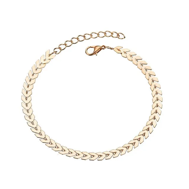 Layered Anklets Women Heart Gold Ankle Bracelet