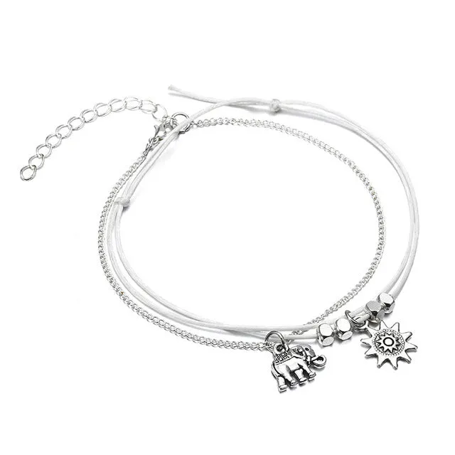 Layered Anklets Women Heart Gold Ankle Bracelet