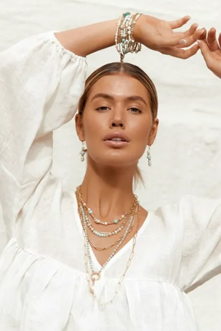 LAYERED BEAD PEARL MIX NECKLACE