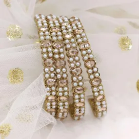 Leah - Set of 4 Polki Pearl Bangles