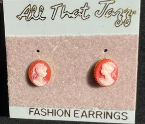 Little 1cm Cameo Stud Vintage Earrings