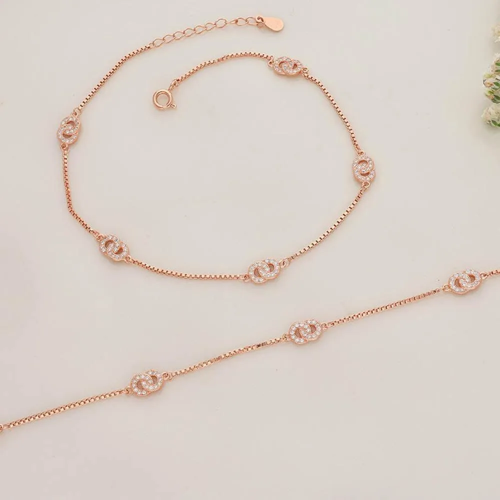 Loop Rose Gold Polish Silver Anklet For Adult