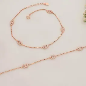 Loop Rose Gold Polish Silver Anklet For Adult