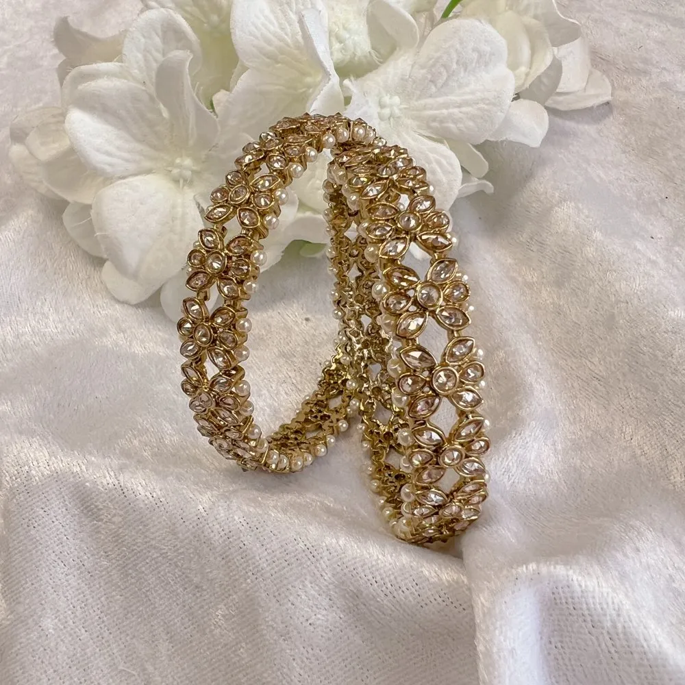 Lotus Flower Thin Antique Bangles