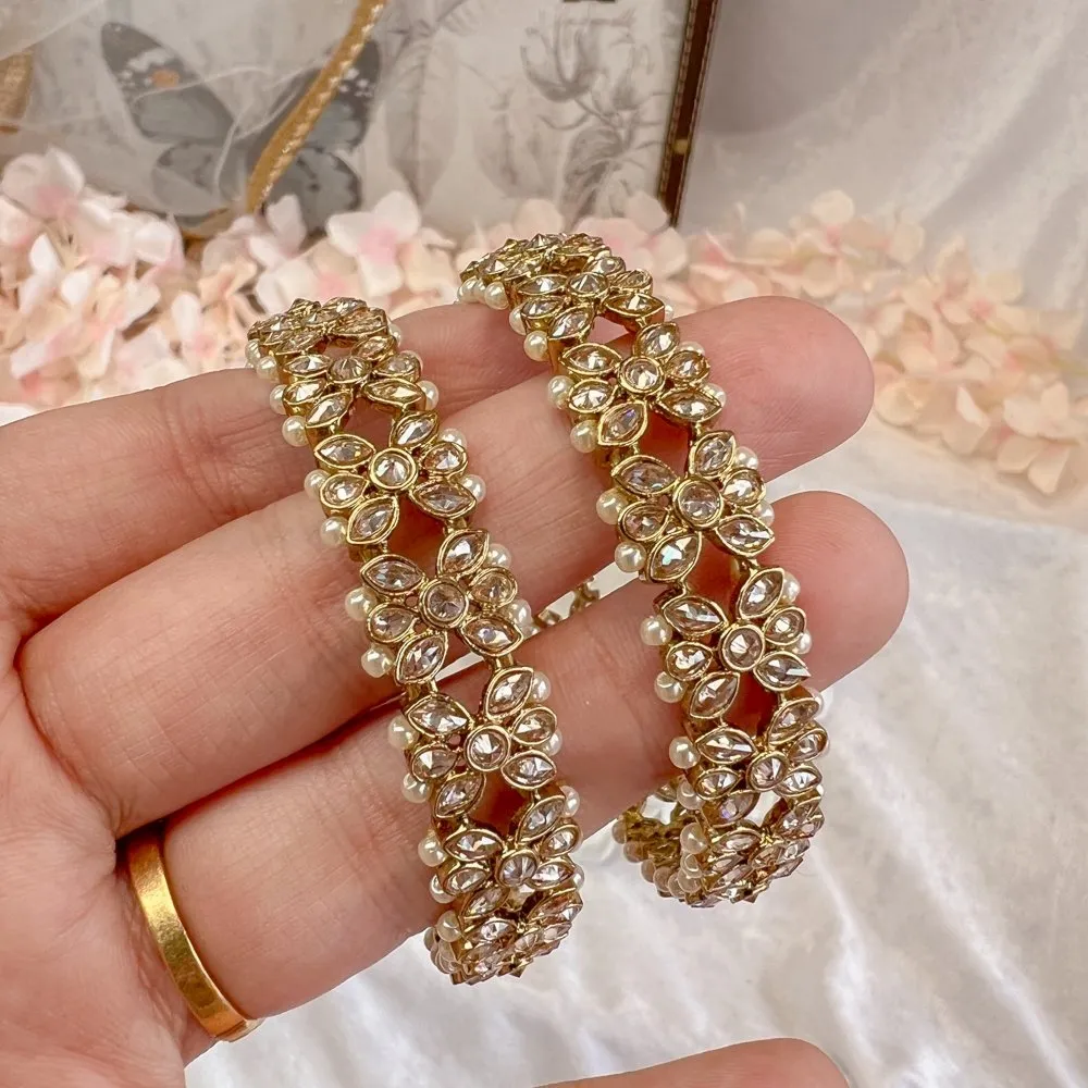 Lotus Flower Thin Antique Bangles