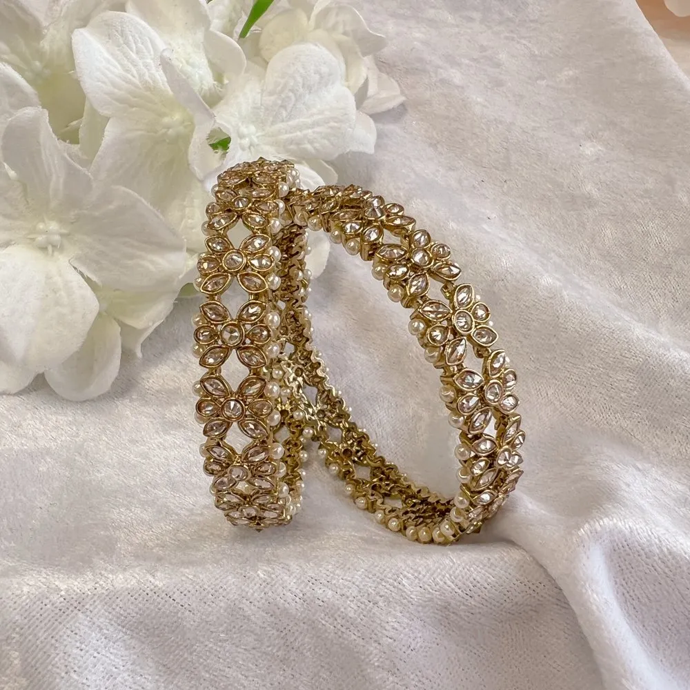 Lotus Flower Thin Antique Bangles