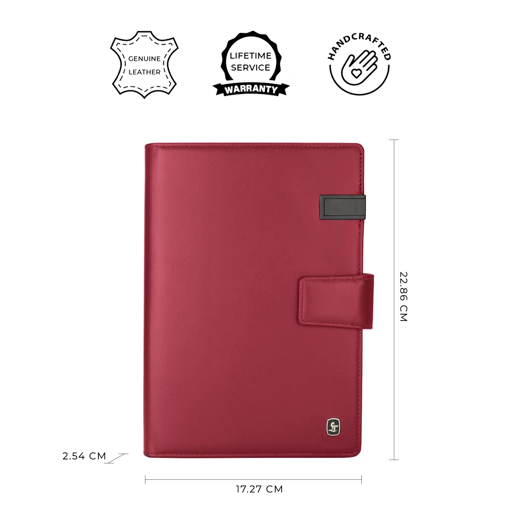 LT Smart Notebook 2.0 Wireless Charging & 16 Gb Pen Drive With Power Bank (5000 mAh) | I phone Wireless Charger | Smart Notebook with Power Bank | Color: Cherry
