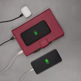 LT Smart Notebook 2.0 Wireless Charging & 16 Gb Pen Drive With Power Bank (5000 mAh) | I phone Wireless Charger | Smart Notebook with Power Bank | Color: Cherry